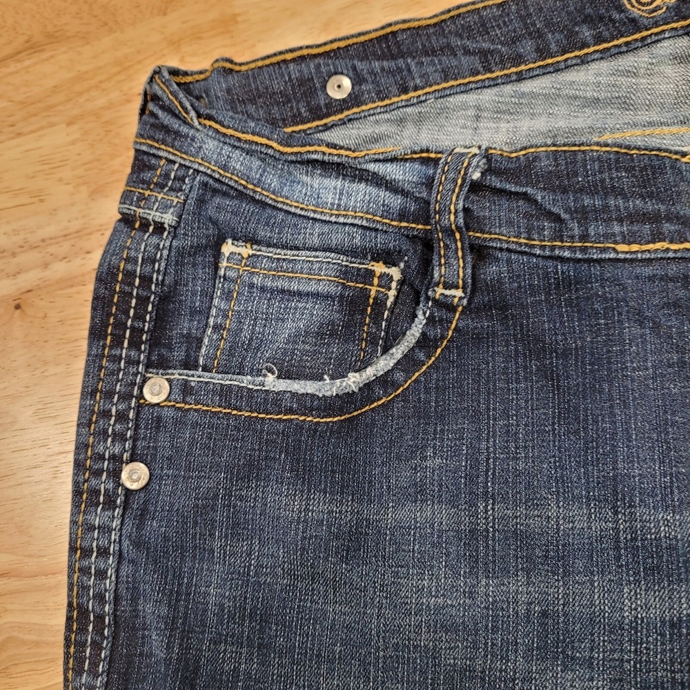 Southpole Womens 13 Flare Jeans Embroidered Pockets Mid Rise Denim Blue - Picture 9 of 14